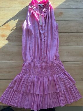Current Air Pink Tiered Halter Dress